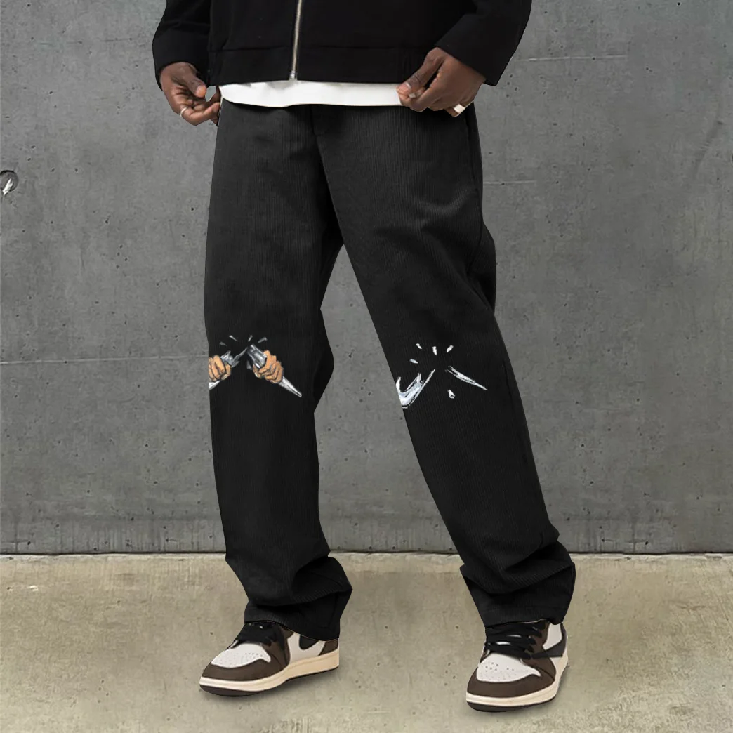 Street style fun print trendy loose casual trousers