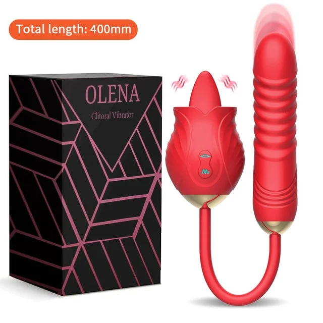 Vavdon -Rose Toy Dildo Thrusting Vibrator for Women Egg Clitoris Sucker Stimulator Tongue Licking Adults Goods Sucking Sex Toys Female 0000