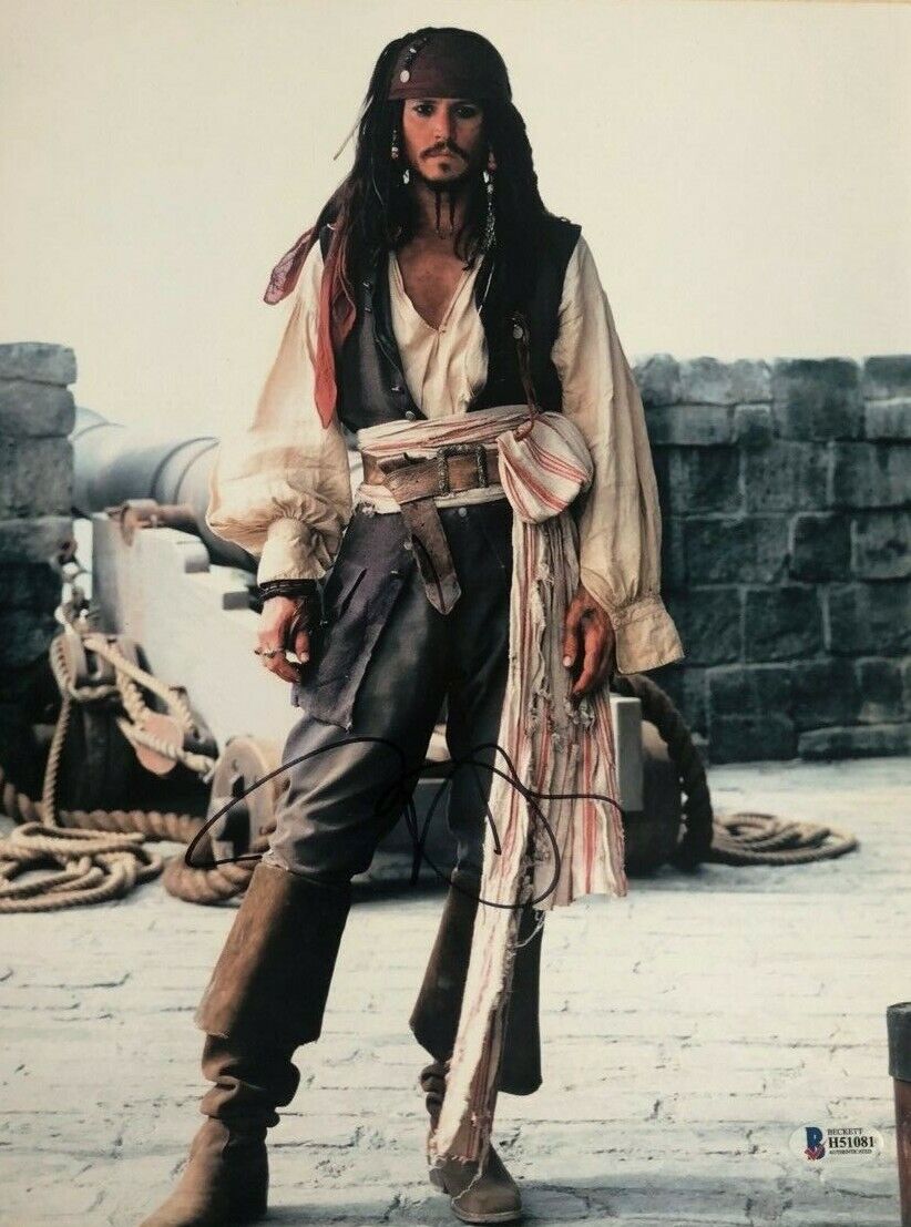 Johnny Depp signed autographed 11x14 Photo Poster painting Pirates Jack Sparrow BECKETT COA