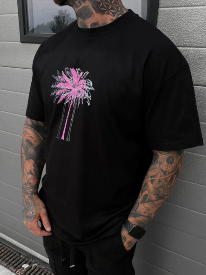 Casual Black Print T-shirt