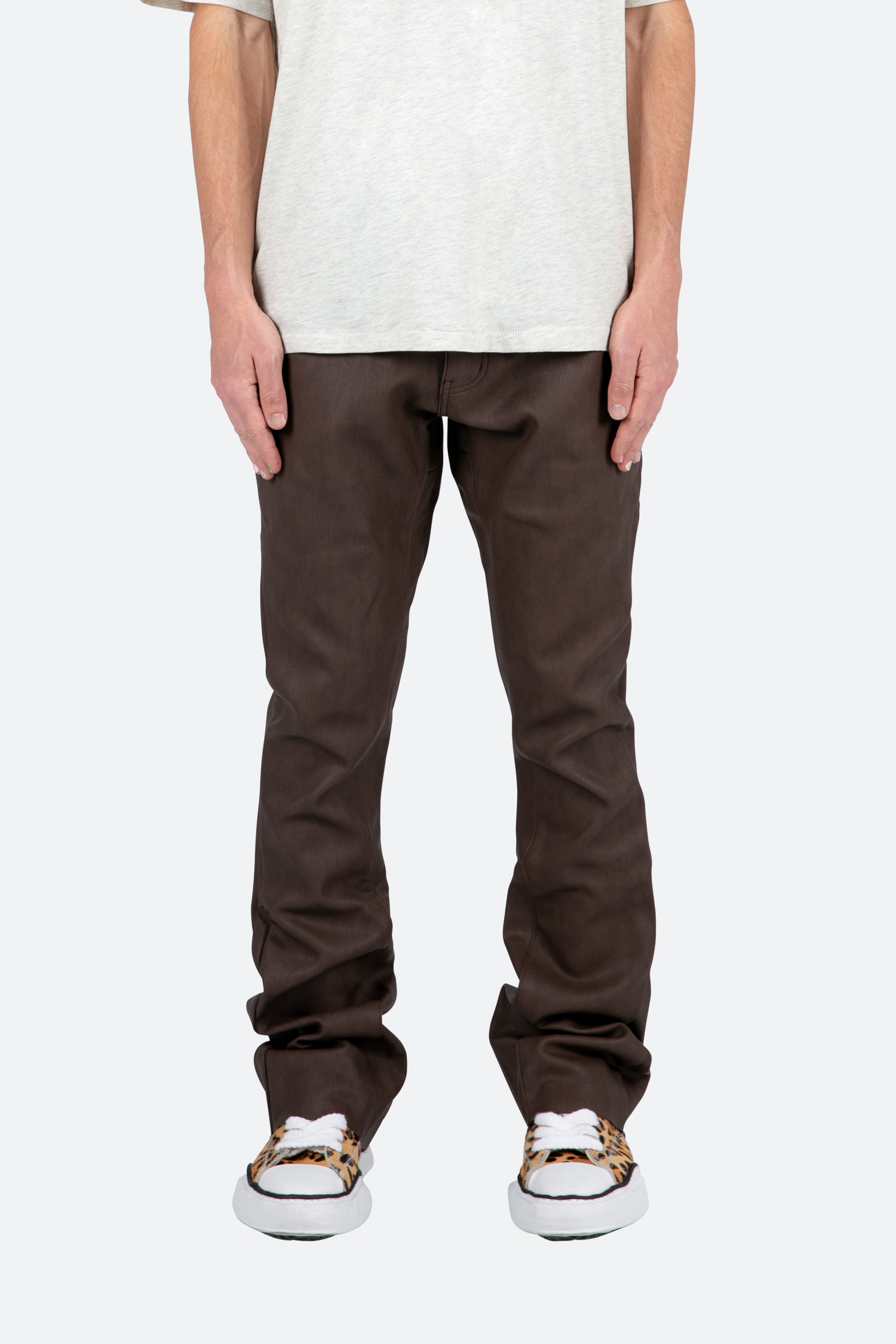 VETROSE® B460 Leather Flare Pants - Brown 8.55 mnml