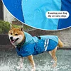 Large Dog Raincoat Adjustable Pet Water Proof Clothes Lightweight Rain Jacket Poncho Hoodies with Strip Reflective