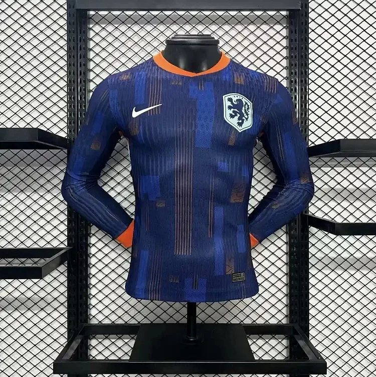 2024 Player Edition Netherlands Away Long Sleeve Football Jersey