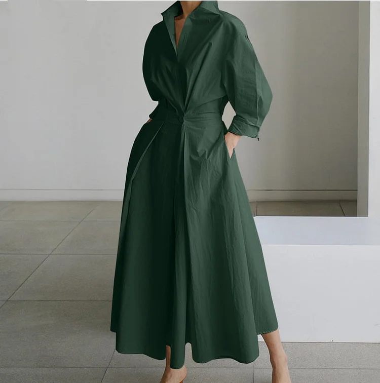 Women's Solid Midi Wrap Dress