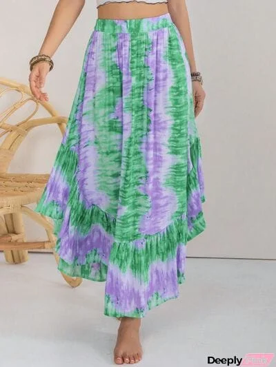 Tie-Dye Ruffle Hem Skirt