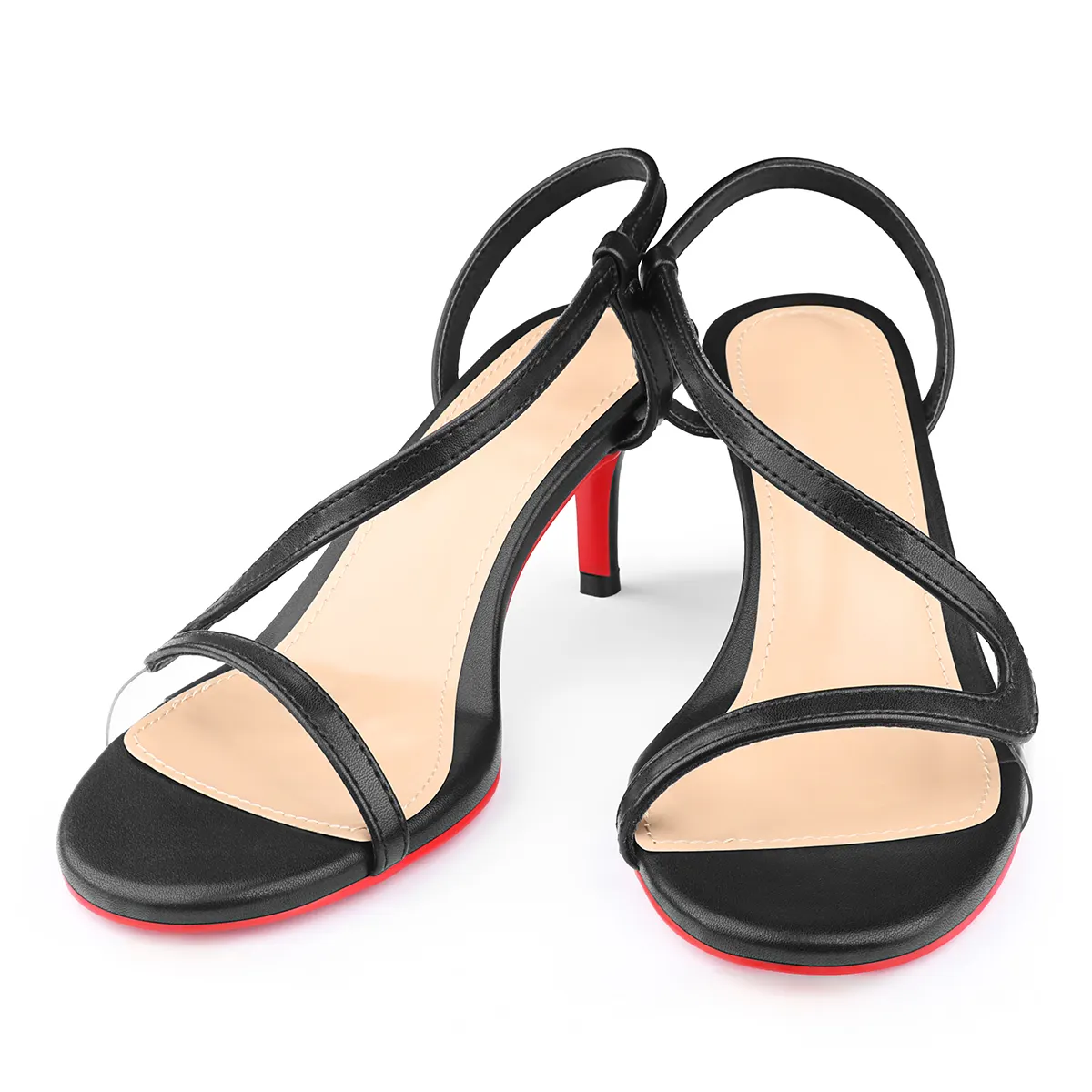 65mm Spotlight Wavy Straps Sandals Red Bottom Stilettos-vocosishoes