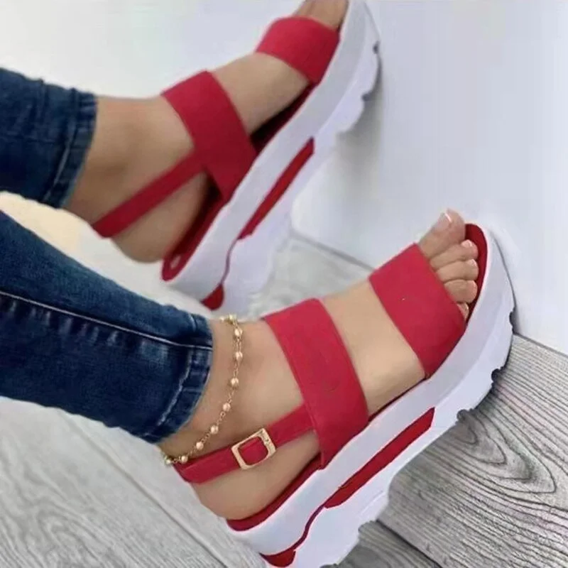 Fashion Clip Toe Platform Sandals Women Strap Buckle Summer Beach Shoes Woman Non-Slip Thick Bottom Wedges Sandalias Mujer 35-43