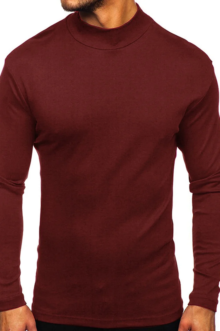Tiboyz Solid Color Half Turtleneck Bottoming T-Shirt