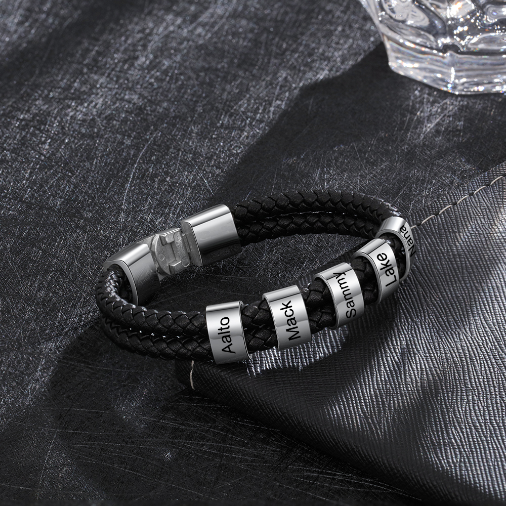 Personalised 1 Photo & 1 Letter & 6 Names Gift Set Custom Wallet & Bracelet & Pen Gift Box Set Father’s Day Gifts-Jessemade AU