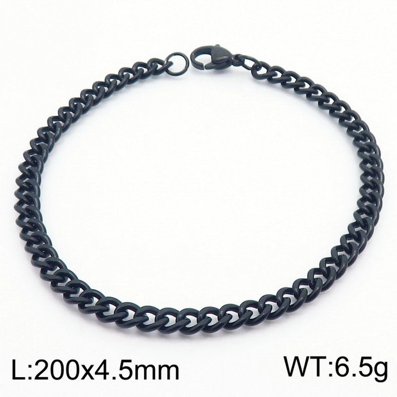 Stainless Steel Personality Fashion Trend Simple Two-Side Grinding Cuban Link Chain Bracelet Accessories