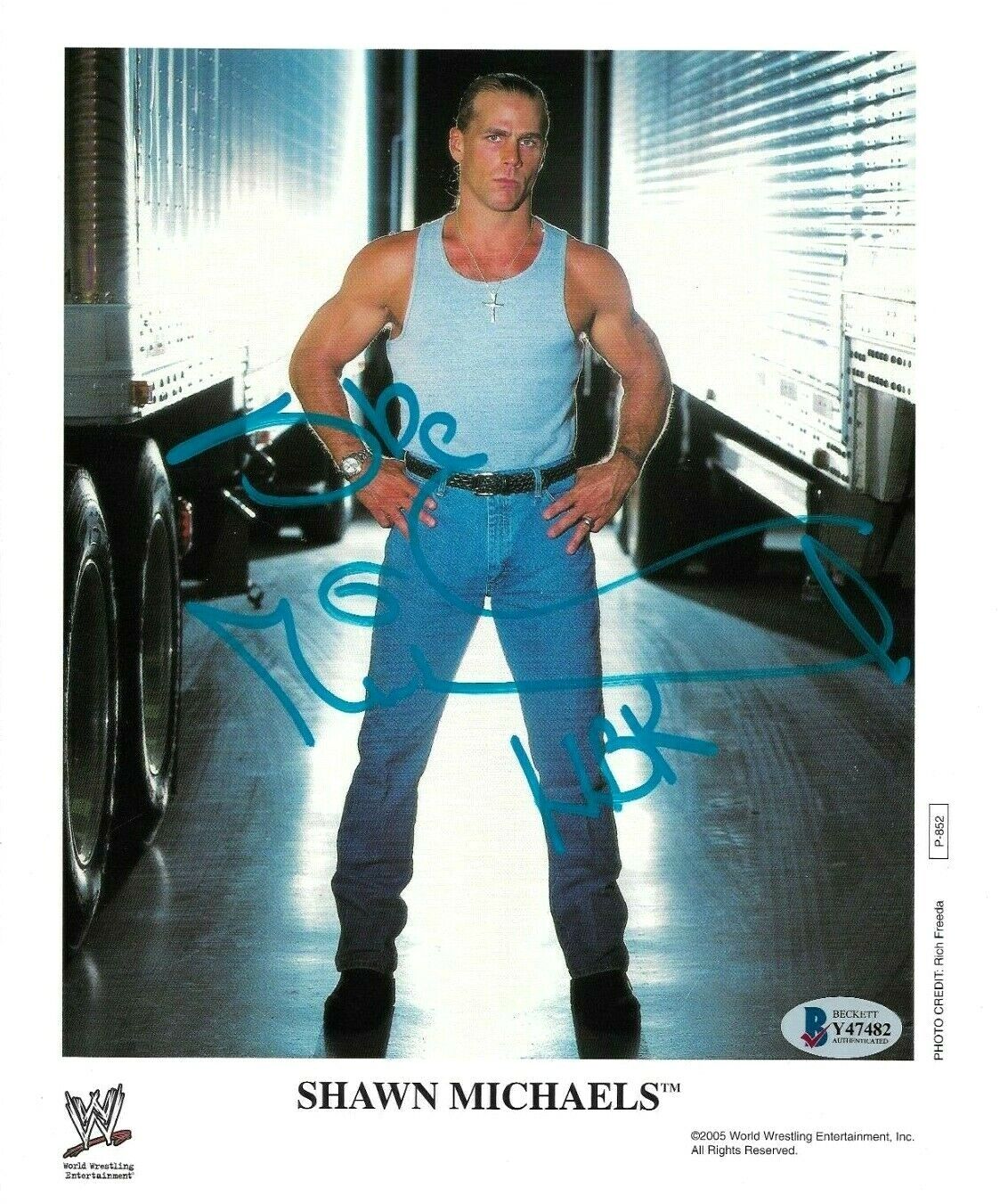 WWE SHAWN MICHAELS P-852 HAND SIGNED AUTOGRAPHED 8X10 PROMO Photo Poster painting W/ BECKETT COA