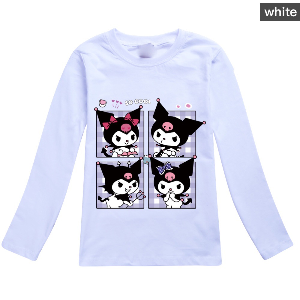 Kuromi Kawaii Unisex Long Sleeve T-Shirt for Kids - Japanese Style Autumn Fashion 2778 -Mayoulove