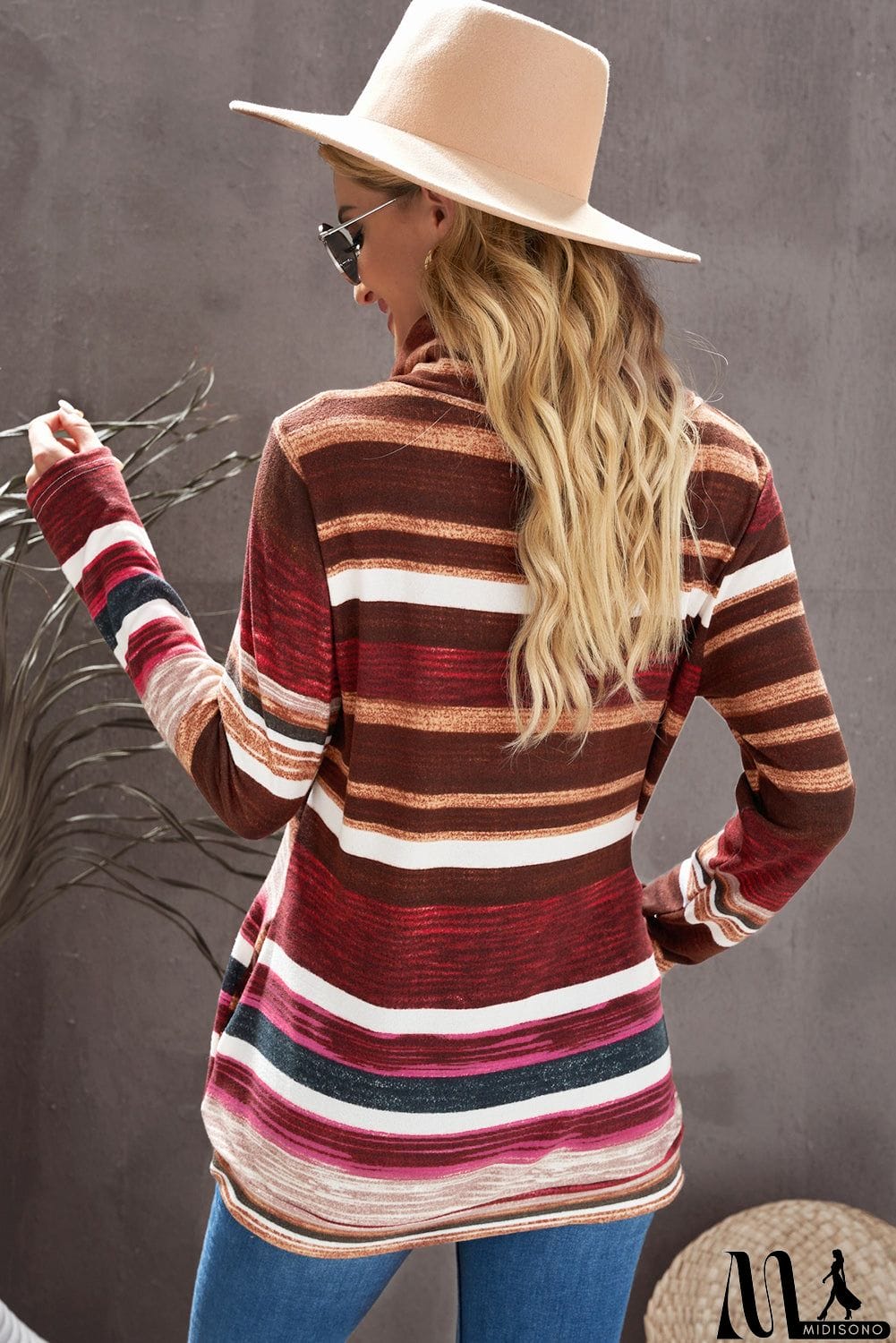MidiSono - Neck Striped Sweatshirt