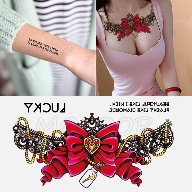 Temporary Tattoo Sticker Plant Leaf Flower Like Butterfly Sexy Chest Back Fake Tatoo Waterproof Flash Tatto Art for Woman Girl