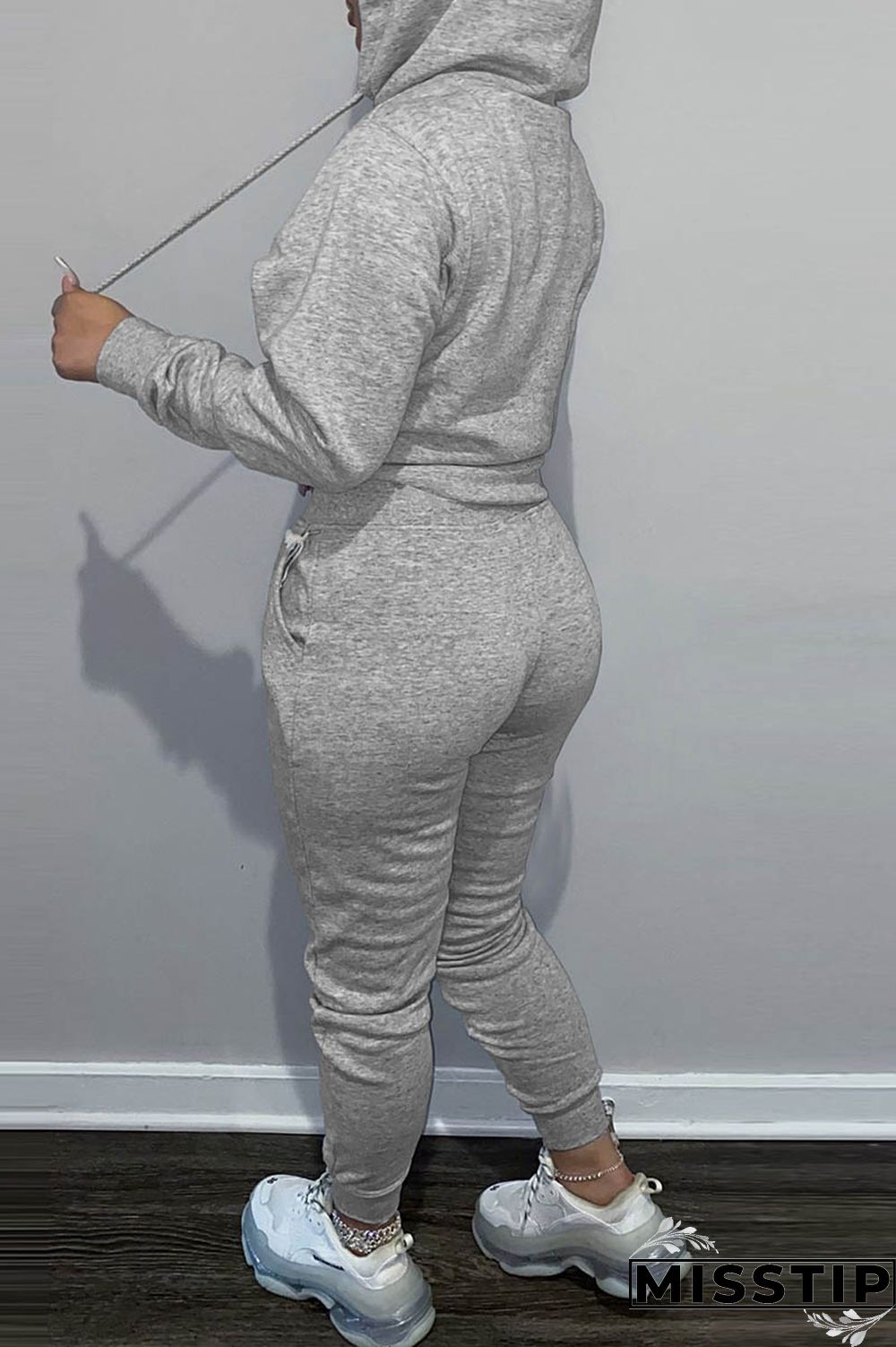 Brown Casual Letter Print Basic Hooded Collar Long Sleeve Two Pieces