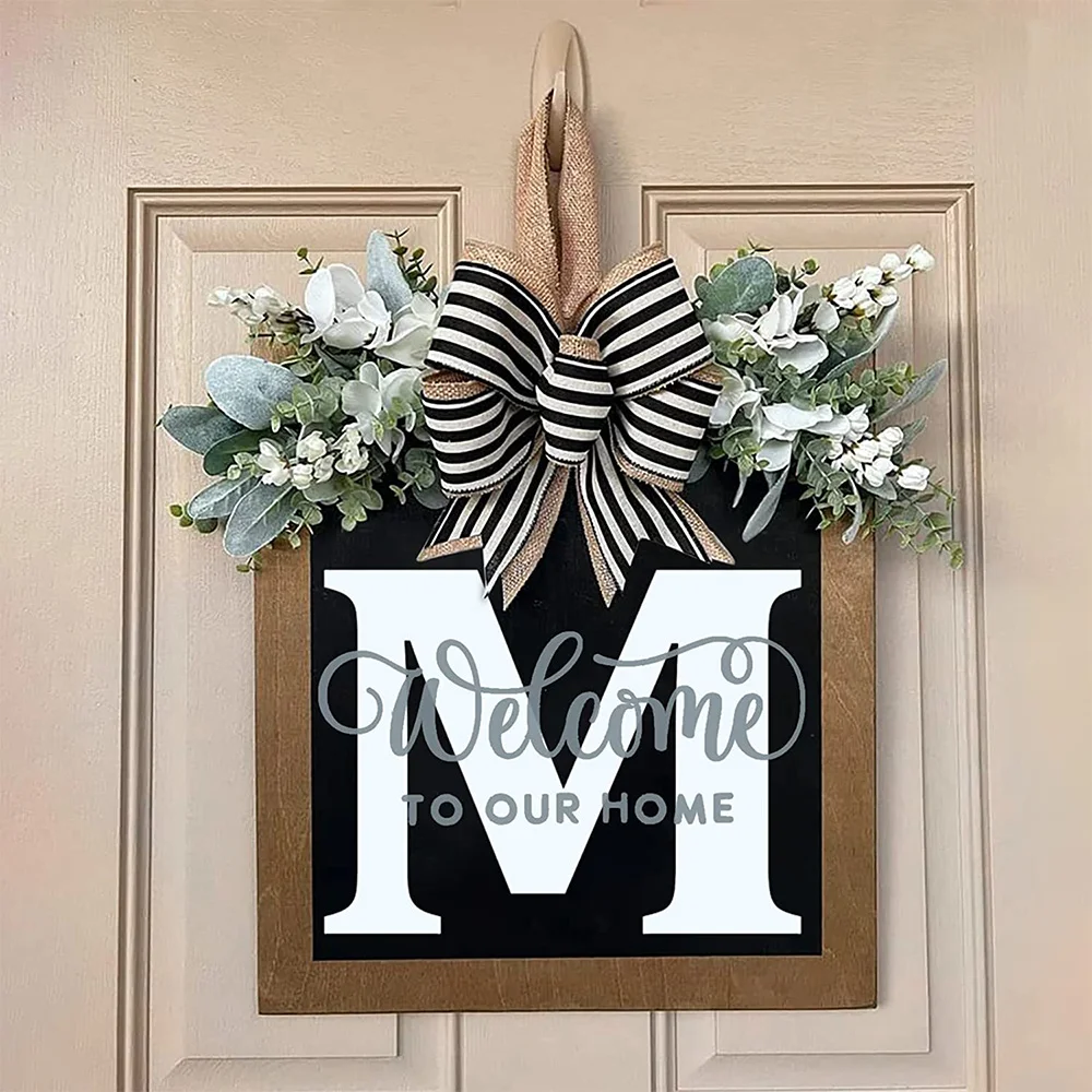 Creative square letters wooden wreath garden wedding decoration