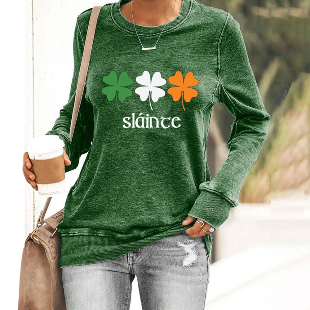 Slainte Printed Crew Neck Casual Sweatshirt