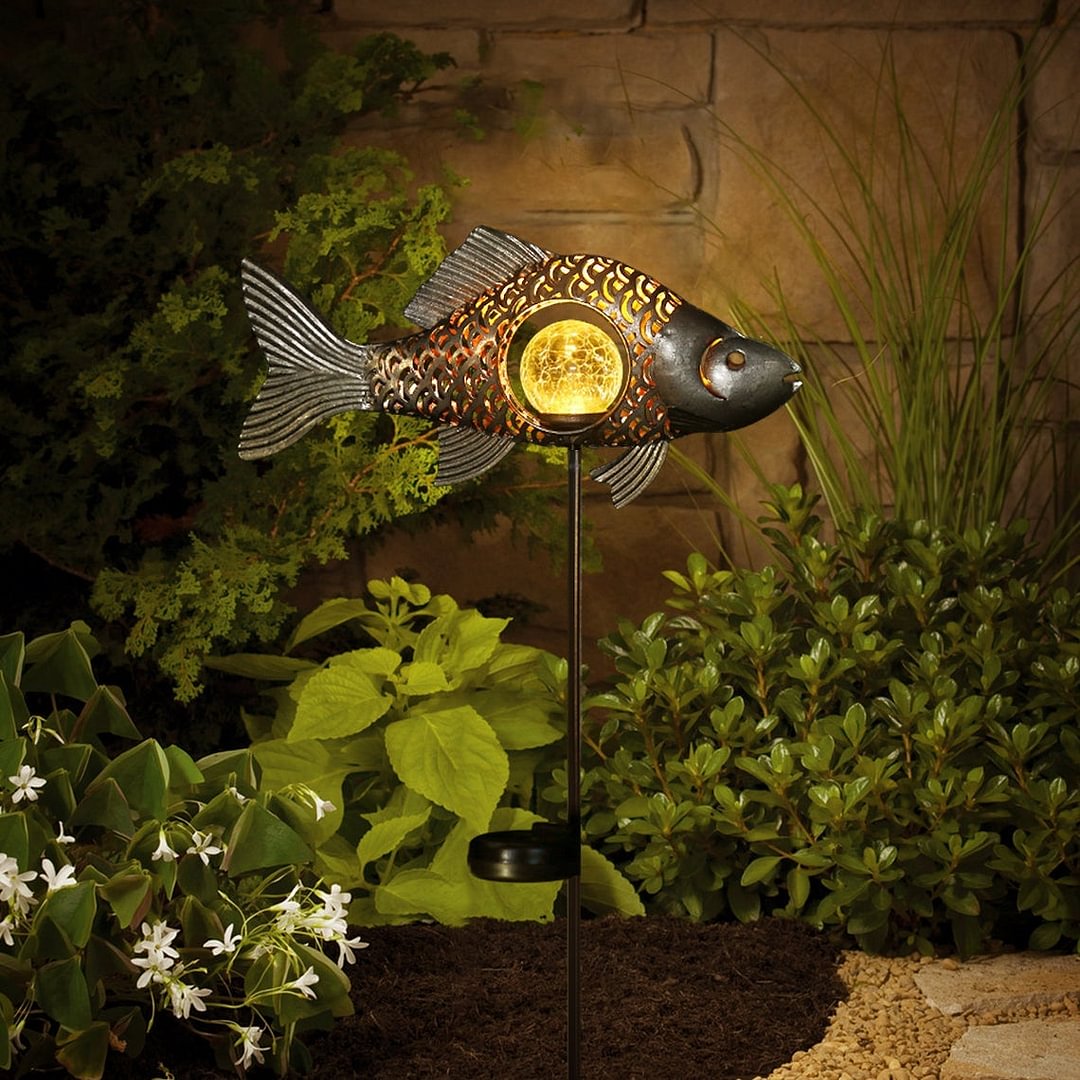 Garden Solar Lights Metal Fish