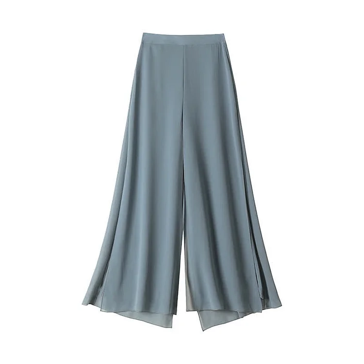 Chiffon High Waist Wide Leg Split Palazzo Pants - Modakawa modakawa