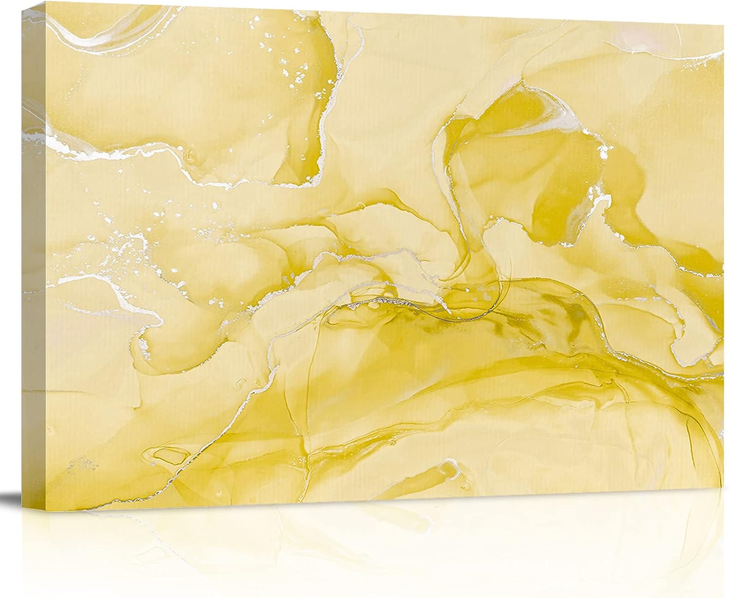 T&H XHome Bathroom Wall Art Decor Canvas Oil Painting,Abstract Art Ombre Marble Gradient Golden Yellow Texture Modern Artwork Picture Prints Frame for Nursery Office Living Room Bedroom 12x16 12x16in
