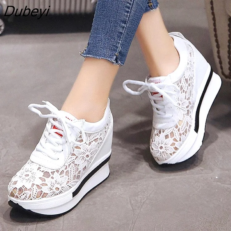 Dubeyi sneakers women shoes casual sneakers wedges platform shoes mesh breathable autumn white sneakers women zapatillas mujer