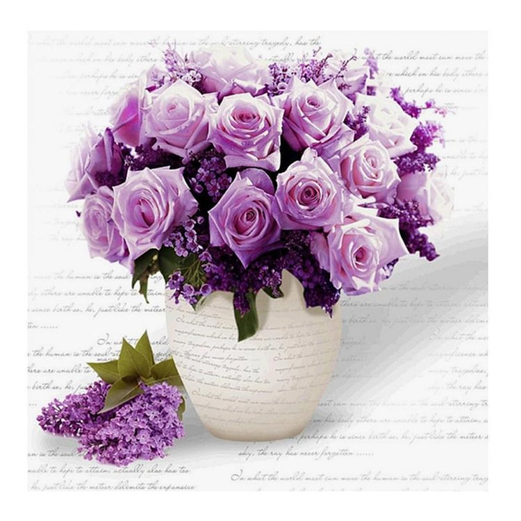 Purple Flower Rose - Round Drill Diamond Painting - 30x30cm(Canvas)
