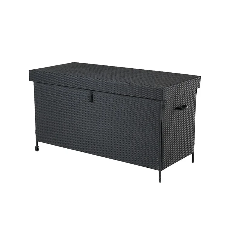 Grand Patio 170 Gallon Deck Storage Box Indoor Outdoor Wicker Bin for Patio Furniture Cushions Toys Pool Accessories