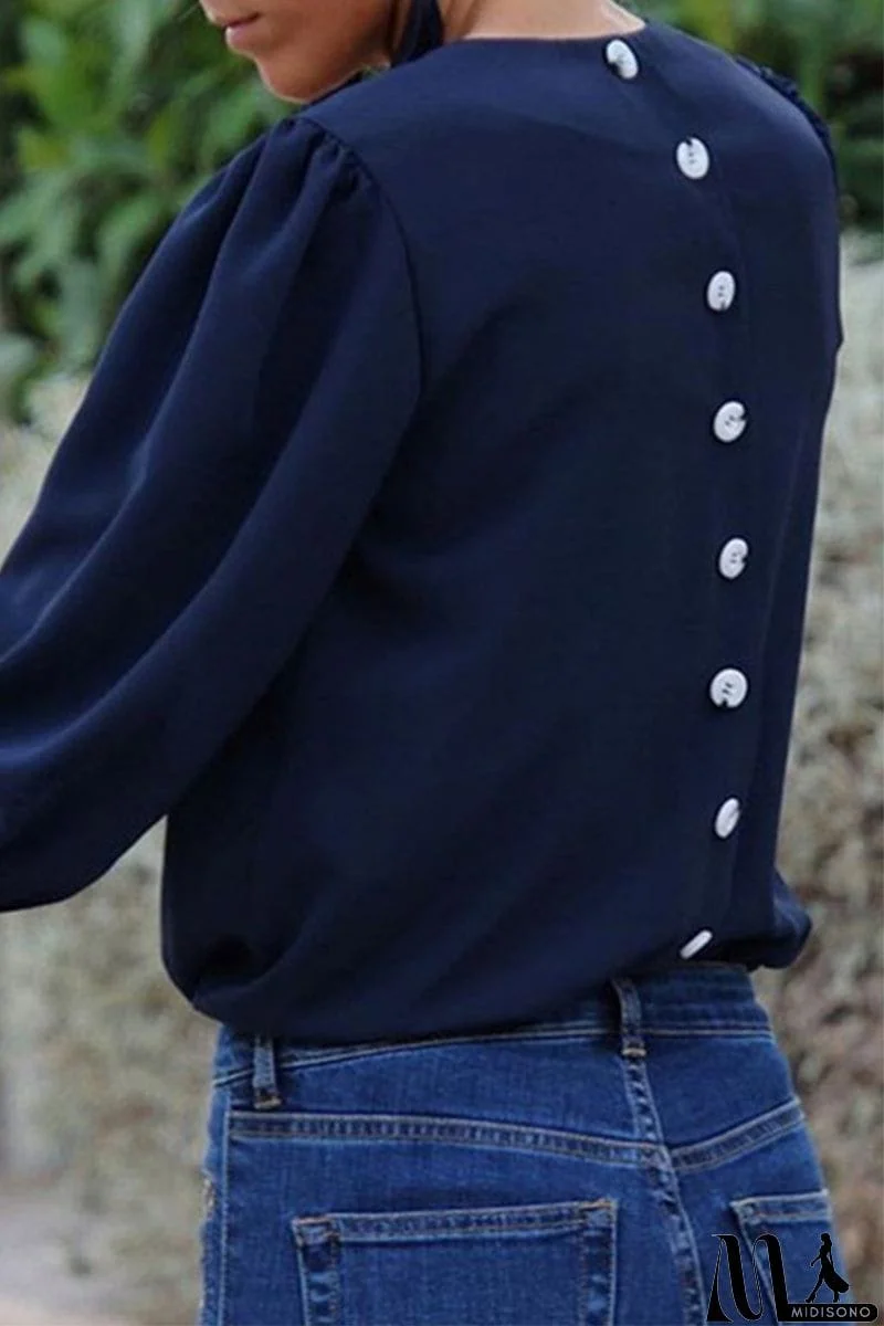 MidiSono - Casual Solid Patchwork Buttons Tops