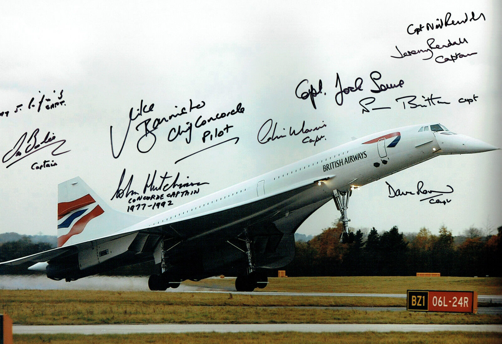 10 Signed CONCORDE Pilot Captain Autograph RARE Image 18x12 Photo Poster painting AFTAL COA