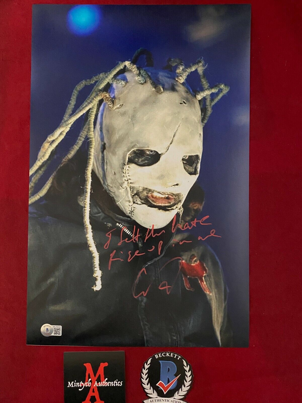 COREY TAYLOR SLIPKNOT STONE SOUR SIGNED 11x17 Photo Poster painting! BECKETT COA! CMFT! IOWA!