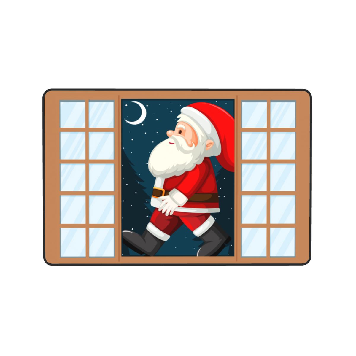 Christmas Santa Claus Printed Flannel Fabric Area Rug