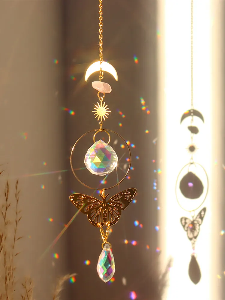Crystal Wind Chime Prism Catchers Hanging Ornament Home Garden Decorations