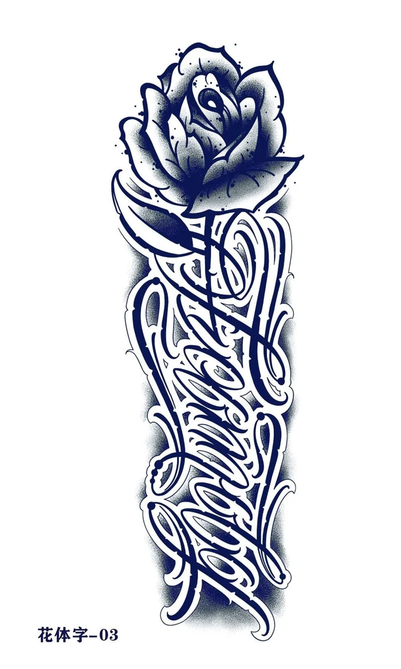 7-15 Day Juice Semi Permanent Tattoo Sticker Men Women English Font Temporary Waterproof Tatouage Tatuagem Falsa Art Fake Tattoo