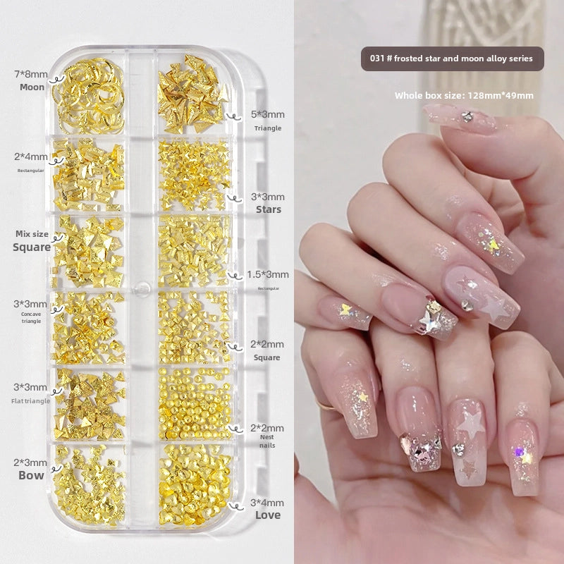 Nail Jewelry Rhinestone Flat Bottom Drill Hollow Nail Stick Drill Sequins Colored Diamond Flat Bottom Pearl Shell Japanese Series