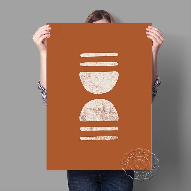 Minimal Shapes Art Print | Half Circle Print Wall Art | Minimalist Abstract Wall Art | Rust Boho Poster | Mi| Mode | Flower Bas