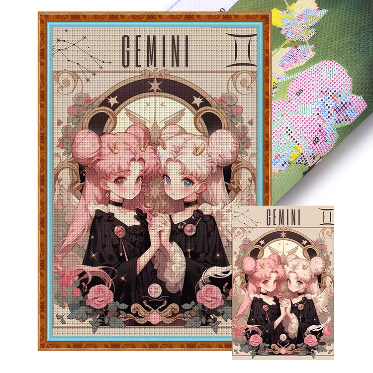【Huacan Brand】Girls Of The Twelve Zodiac Signs-Gemini 11CT Stamped Cross Stitch 50*75CM