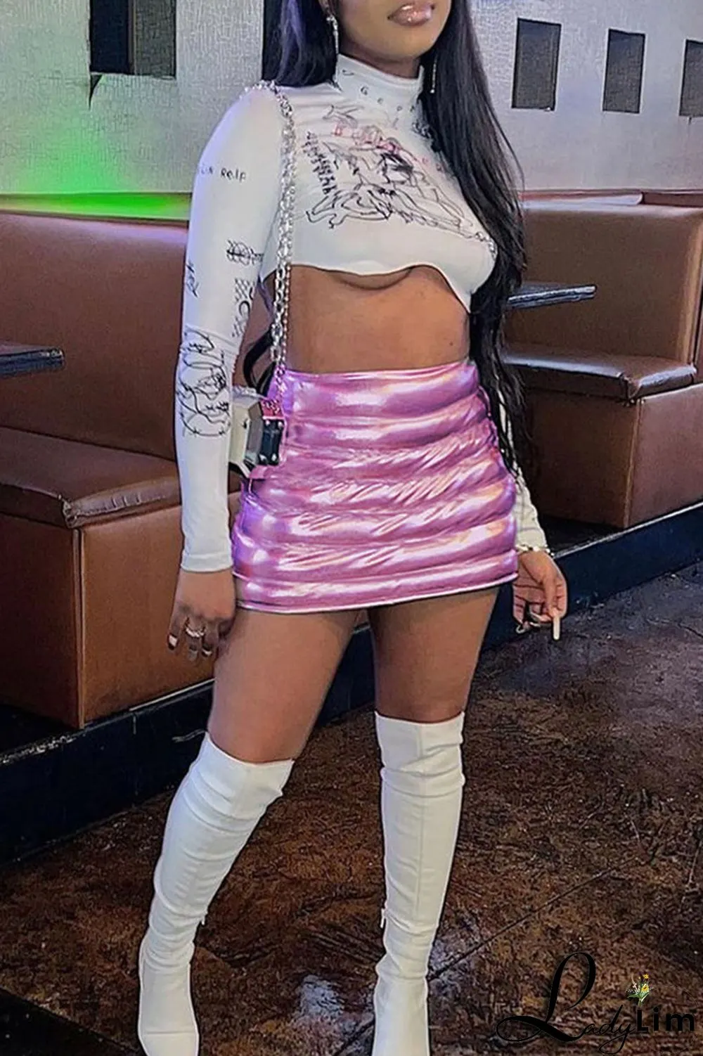 Champagne Street Solid Patchwork Regular High Waist Straight Solid Color Bottoms