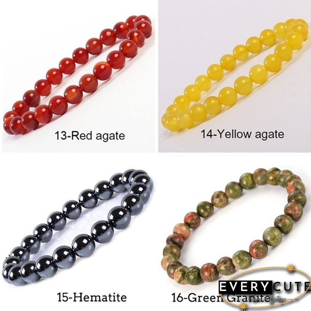 Natural Gemstone Round Beads 8mm Bracelets Apatite / Agate /amethyst /watermelon /Rose Quartz /Morgan Stone/malachite/Tiger Eye Fashion Bracelet 75 Styles