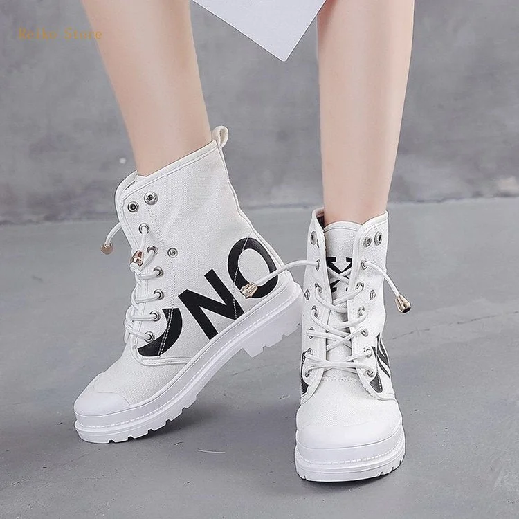 Women Candy-Colored High-Top Canvas Shoes Women's 2021 Summer Breathable  Casual British Style Fashionable Shoes botas de mujer
