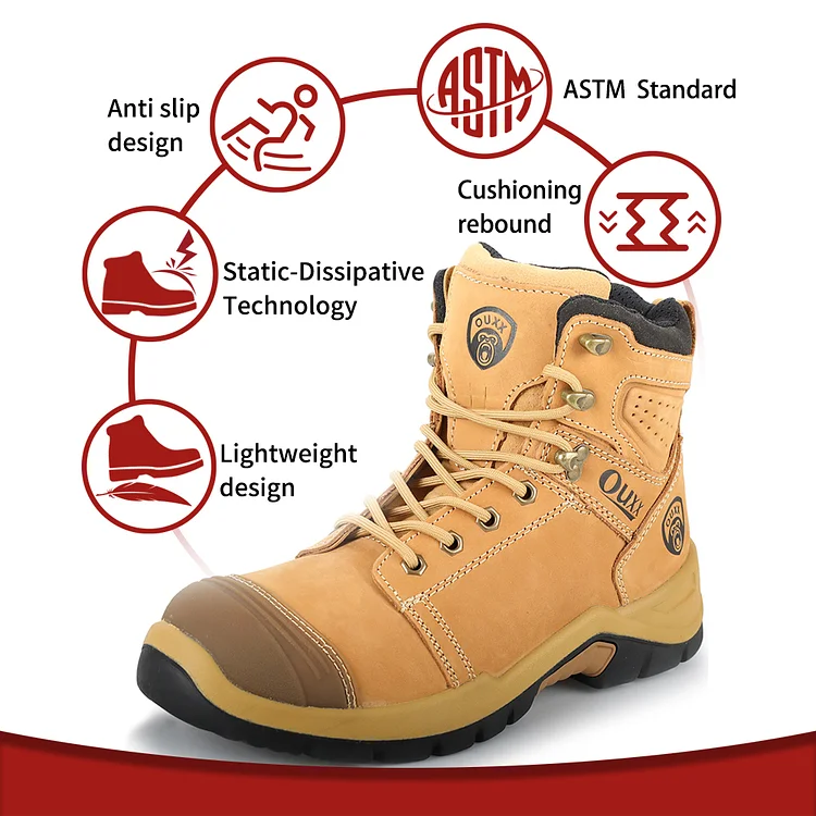 Men's Comfortable Steel Toe Waterproof Slip Resistant ASTM F2413-18 SD Work Boots