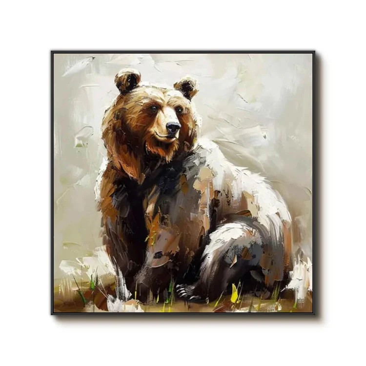 Arabelart AR1581 Seated Brown Bear - Modern Abstract Animal Wall Art