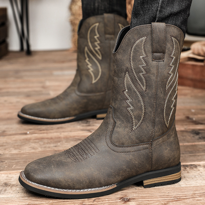 Vintage Embroidery Modern Western Cowboy Boots