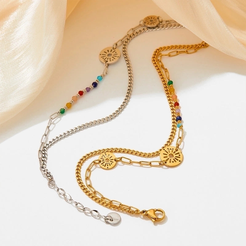 Retro Flower 304 Stainless Steel Artificial Crystal 16K Gold Plated White Gold Plated Gold Plated Inlay Stainless Steel Jewelry Sets