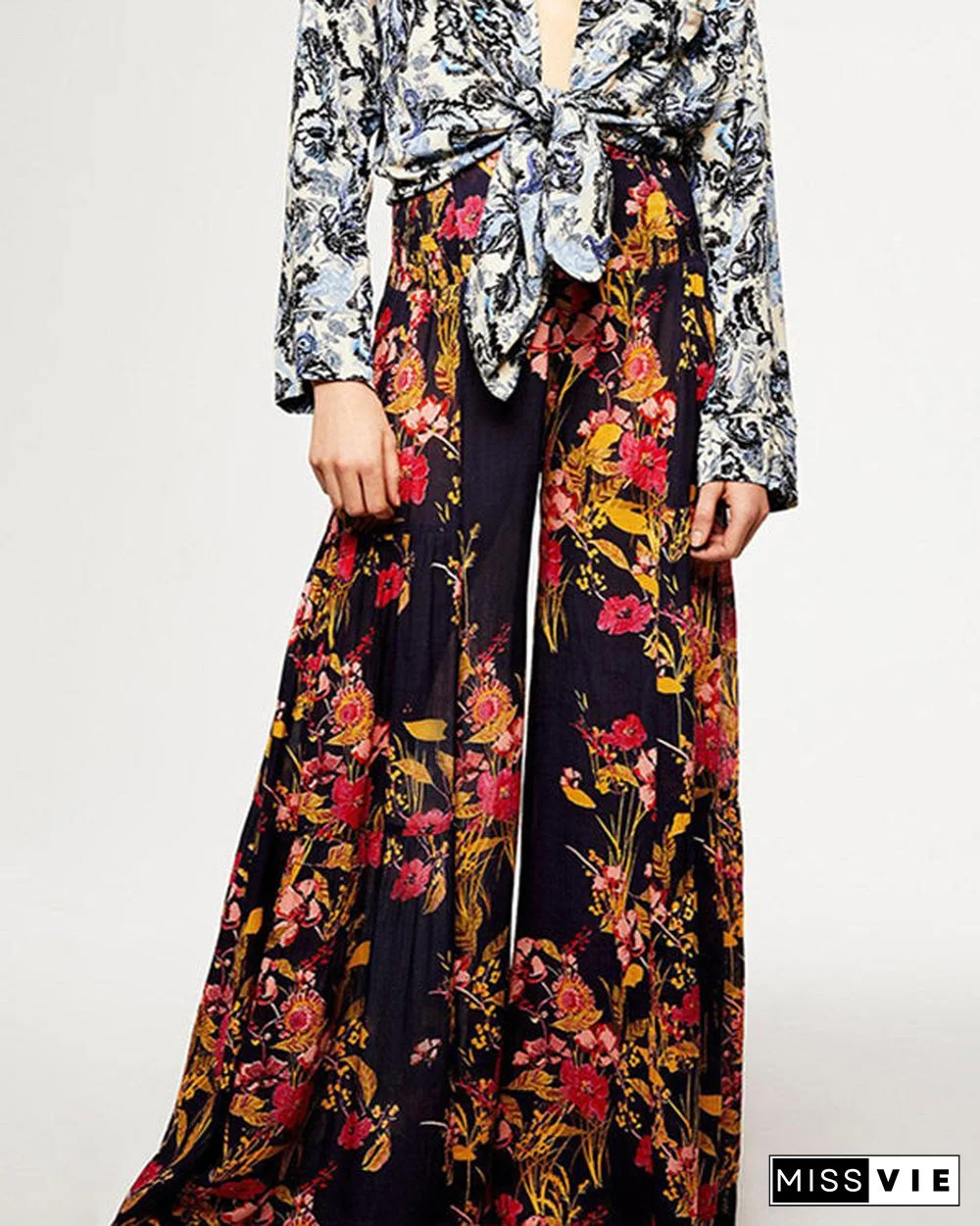 Loose Printed Casual Wide Leg Pants