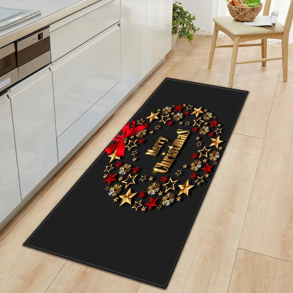 Kitchen Carpet Entrance Doormat Home Mat For Floor Merry Christmas Bedroom Tatami Dcorative Carpet Bath Anti-Slip Hallway Rugs