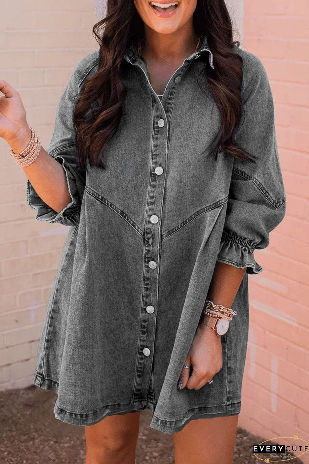 Drop Shoulder Denim Dress