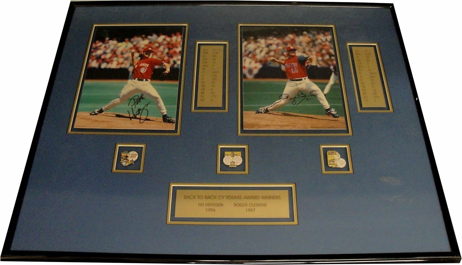 Roger Clemens Pat Hentgen Dual Signed 8x10 Framed Photo Poster painting With Plates Plus more