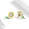 Sunflower Stud Earrings  925 Sterling Silver 