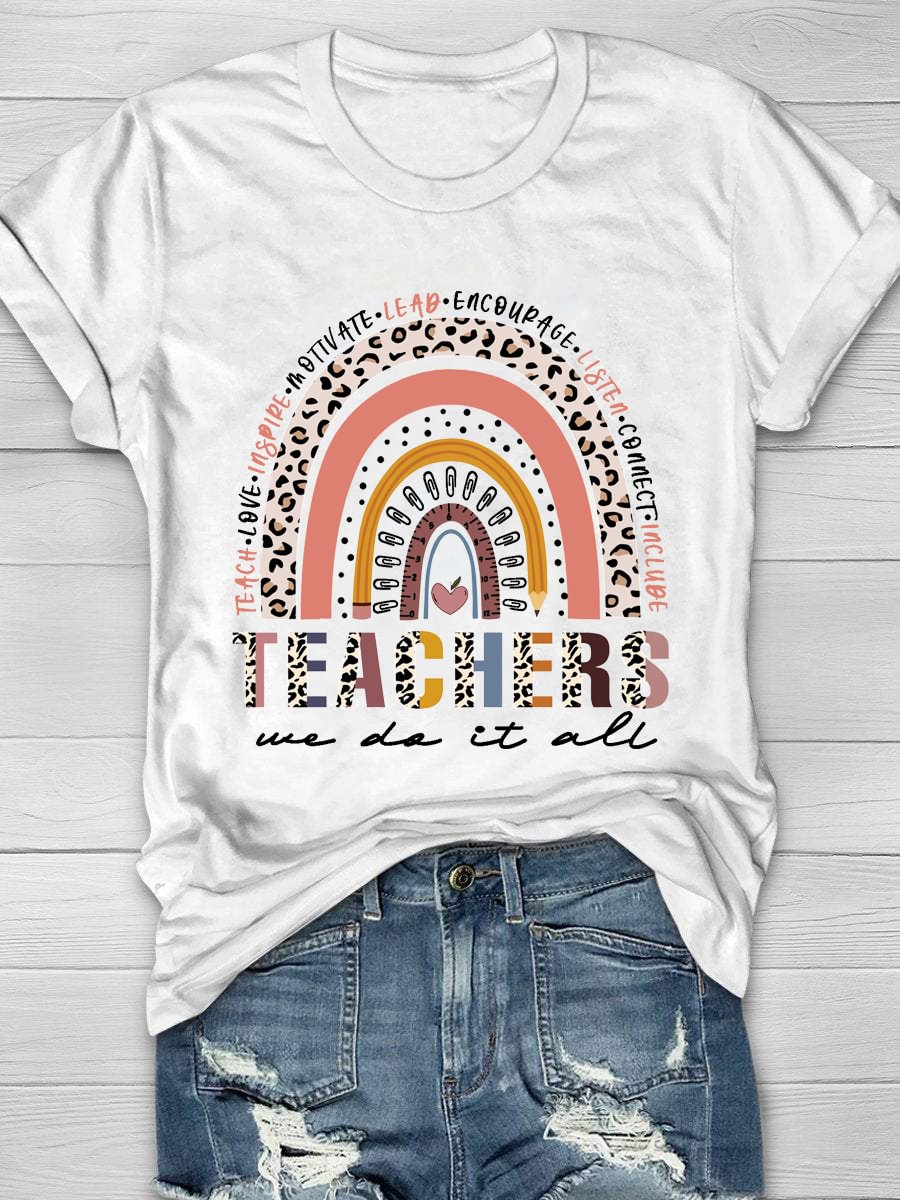 Teachers Do It All Print Short Sleeve T-Shirt