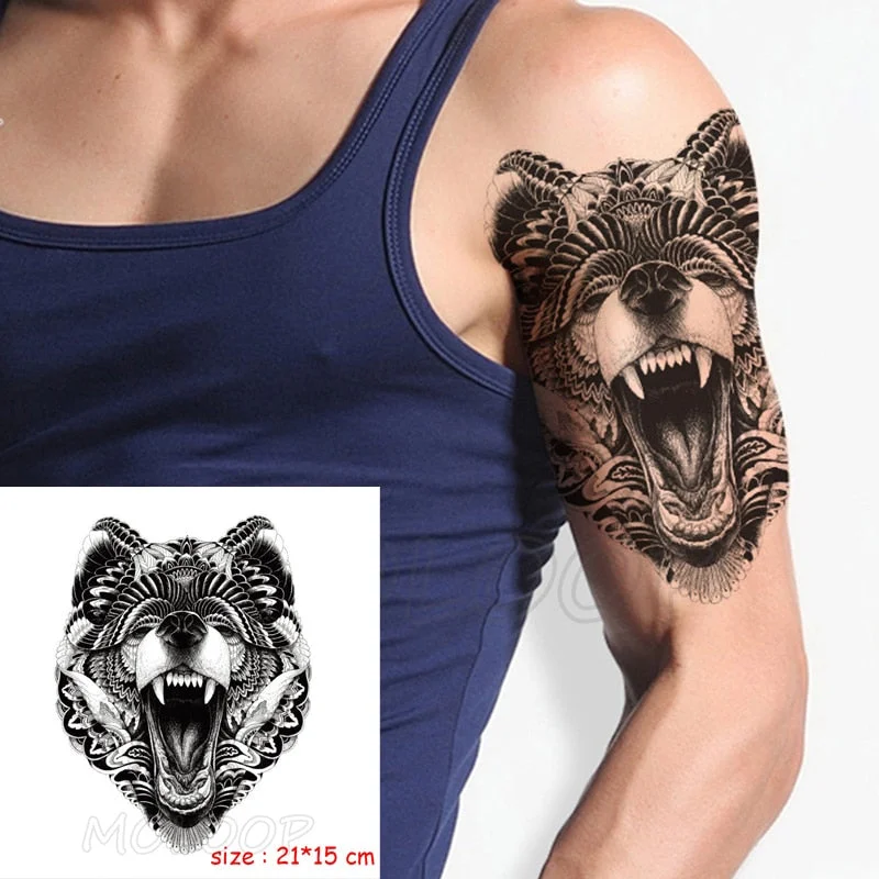 Temporary Tattoo Stickers Rudder Anchor Ocean Waves Fake Tatto Waterproof Tatoo Back Leg Arm Belly Big Size for Women Men Girl